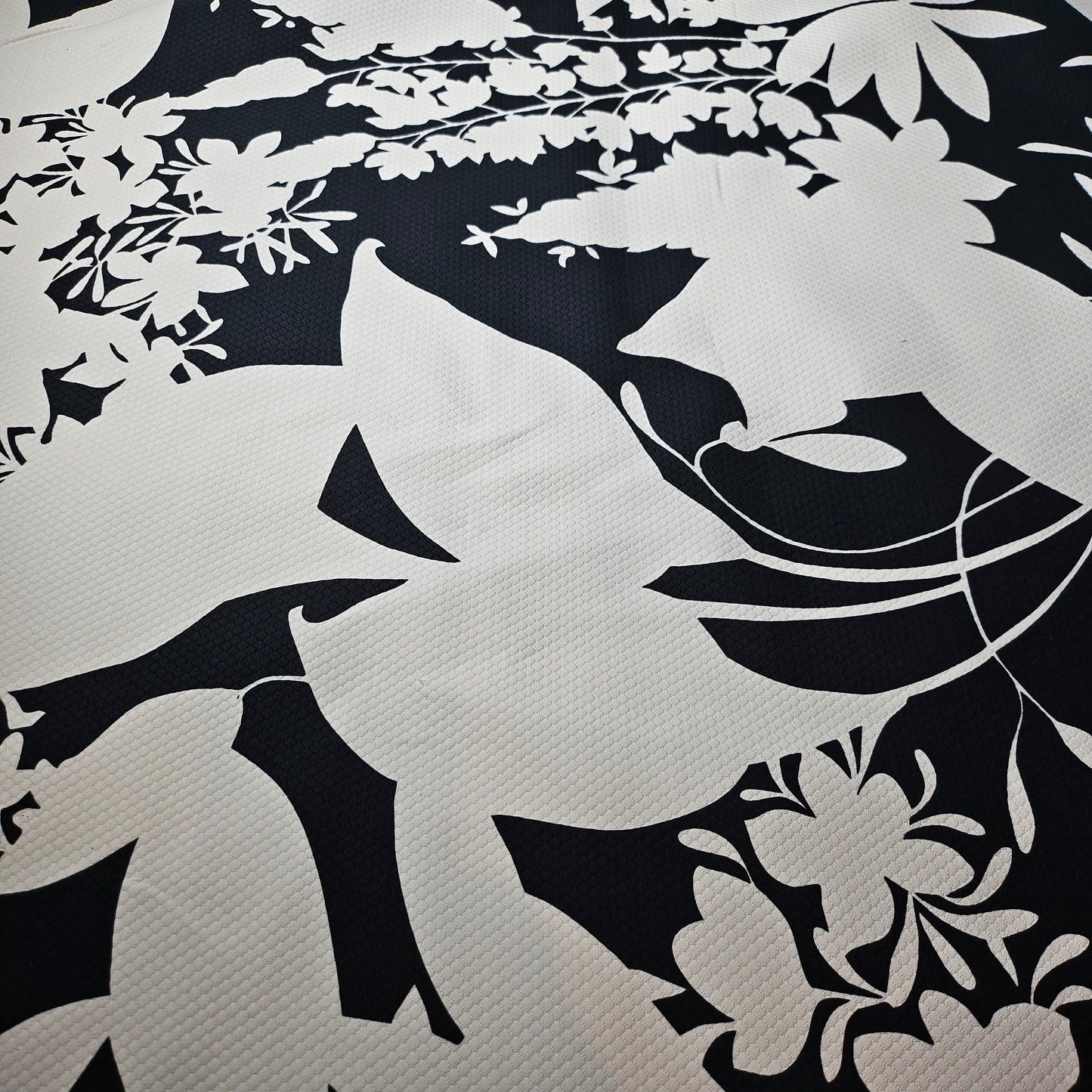 Wabenwebung, Baumwolle Pantone Brilliant White XXL Blumenmuster 140cm breit M6X6X14 260g/m²