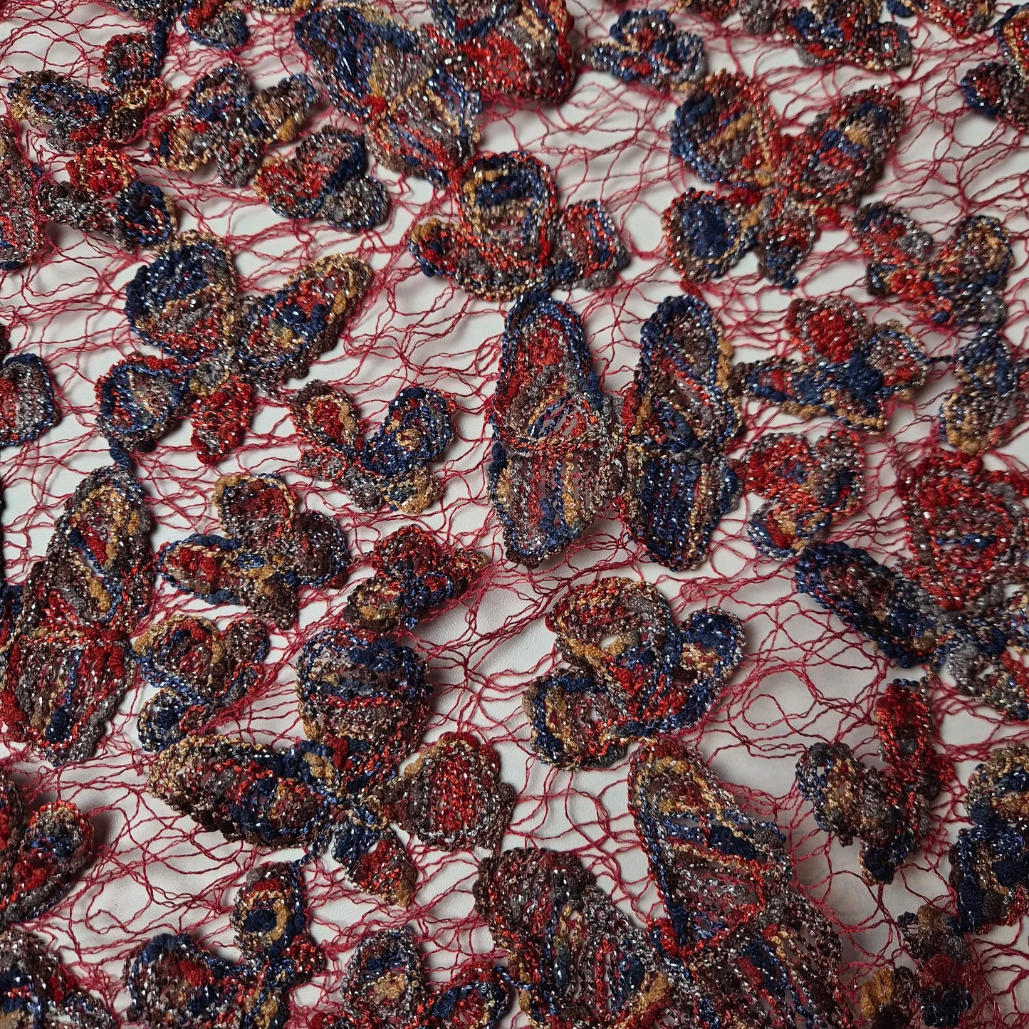 Meterware · Mesh · Macramee · Baumwolle, Polyester · Mehrfarbig · 100 cm