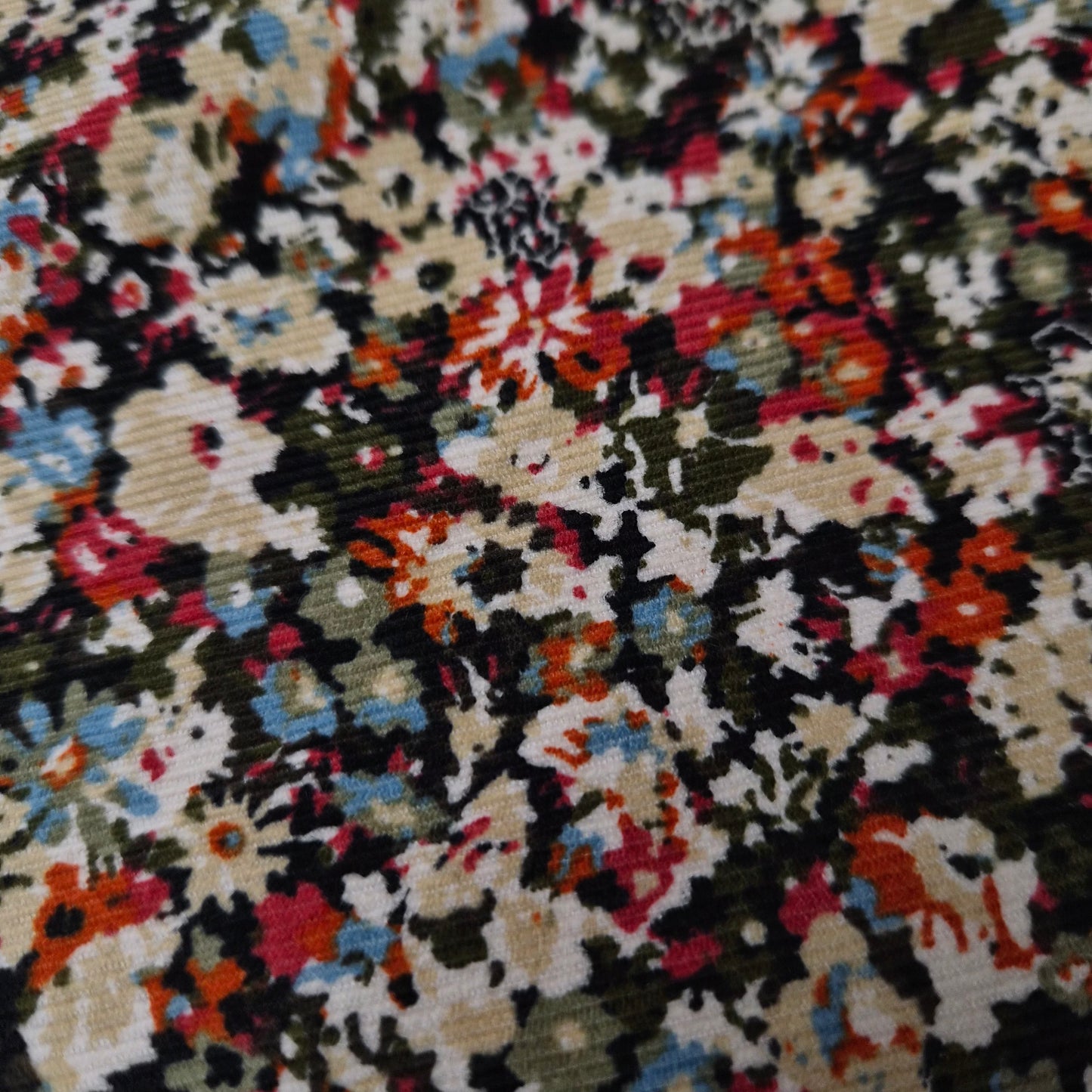 Meterware · Cord · Feincord · Baumwolle · Floral · Mehrfarbig · 110 cm
