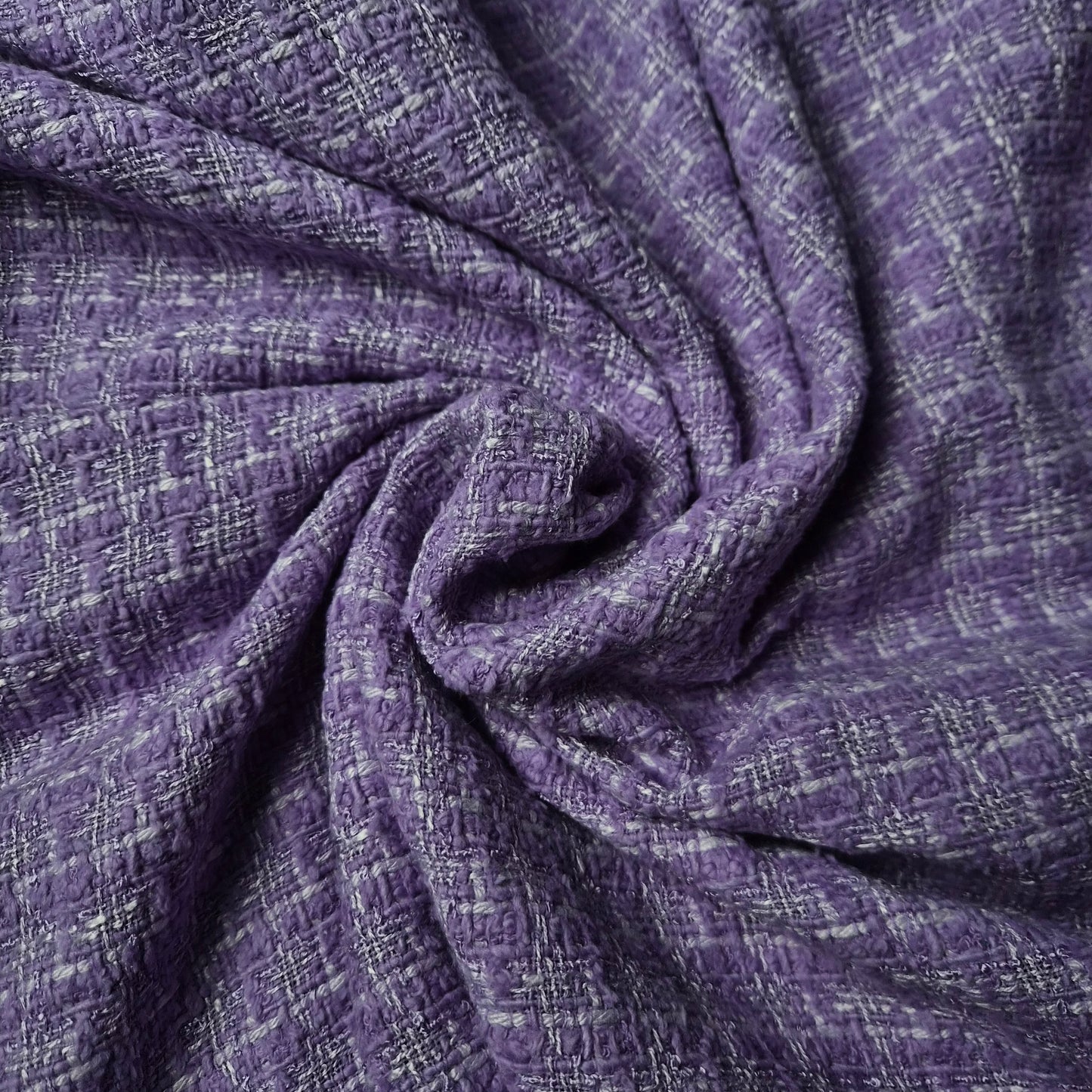Tweed · Baumwolle, Viskose, Lurex · Kariert · Bougainvillea · 140 cm × 140 cm · Einzelstück