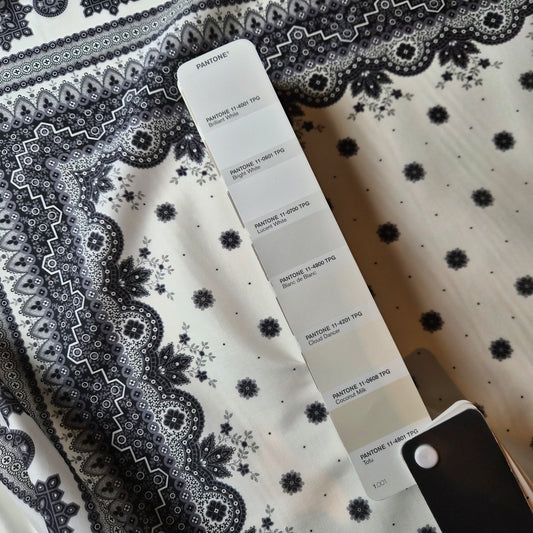 Poplin · Baumwolle · Bandana · Weiß und Schwarztöne · 45 cm × 150 cm · Panel