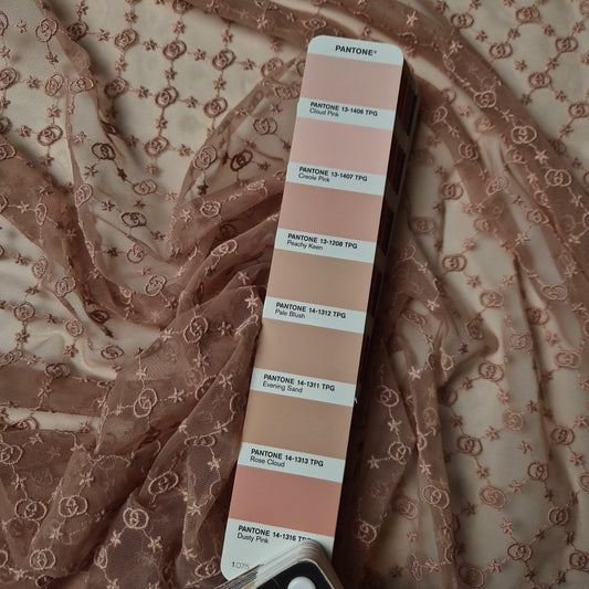 Meterware · Tüll · Bestickt · Polyamid · Logo · Pantone Evening Sand · 140 cm