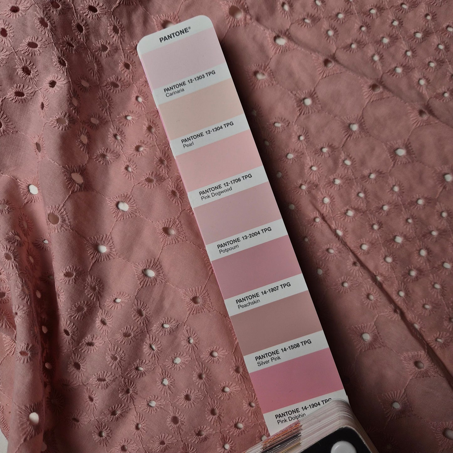 Einzelstück · Sangallo · Baumwolle · Pantone Potpourri · 190×130 cm