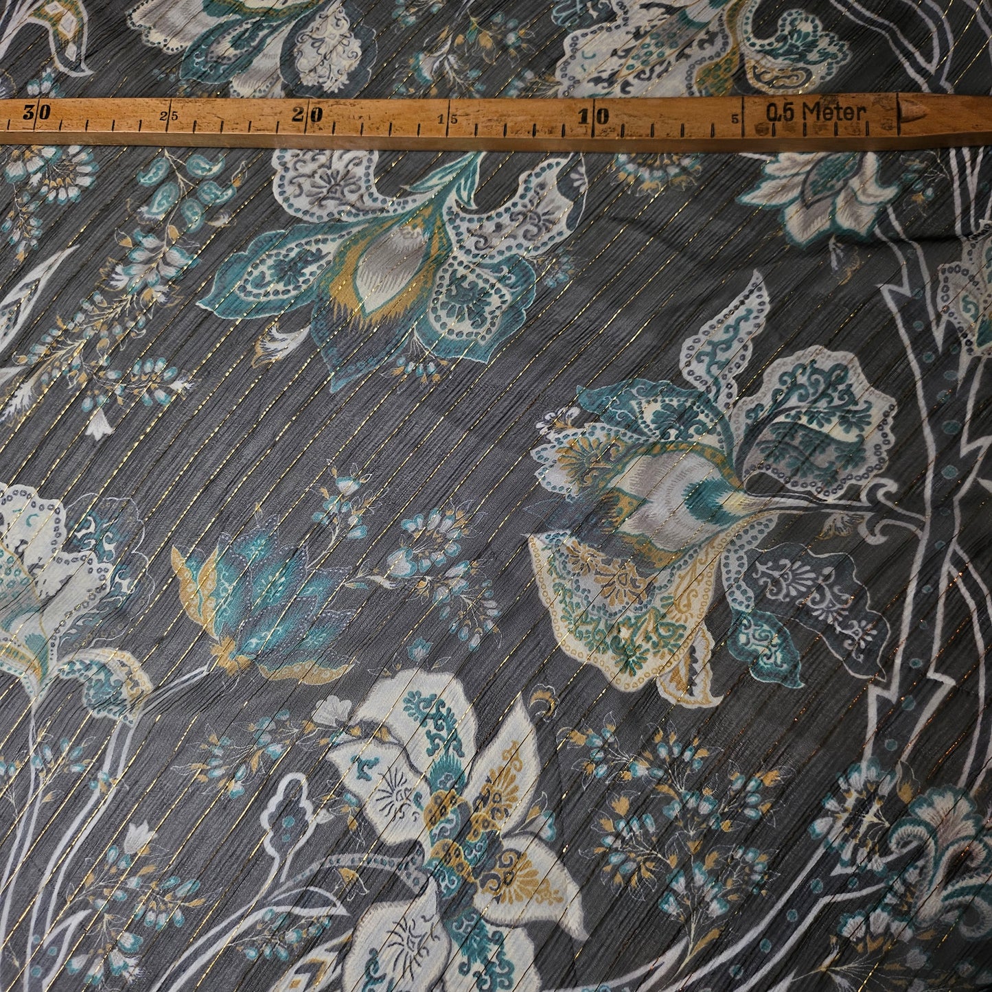 Lurex, Seide, Chiffon, Black Onyx · 130 cm