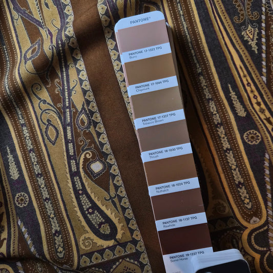Panel · Schalpanel · Wolle, Seide · Paisley · Pantone Rawhide · ca. 40×140 cm