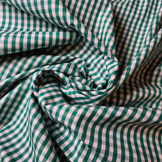 Deadstock Baumwollpoplin – Kariert Weiß-Grün, Etr* (Einzelstück, 150 x 150 cm) (S5X1X012)