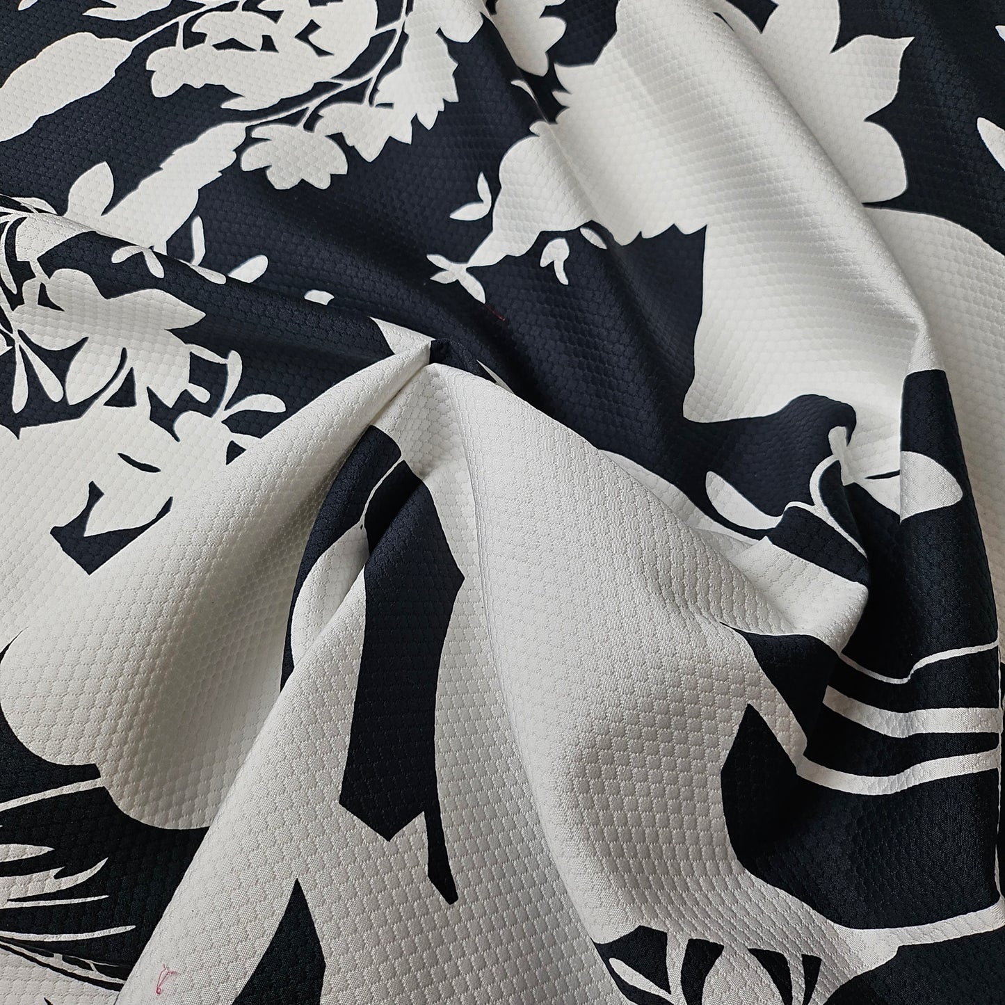 Wabenwebung, Baumwolle Pantone Brilliant White XXL Blumenmuster 140cm breit M6X6X14 260g/m²