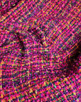 Deadstock Meterware Tweed Bouclé – Rose Violet Neonfarben Multicolor, L*nton Tw*ed (Stoffbreite 150 cm) (M9X2X2)