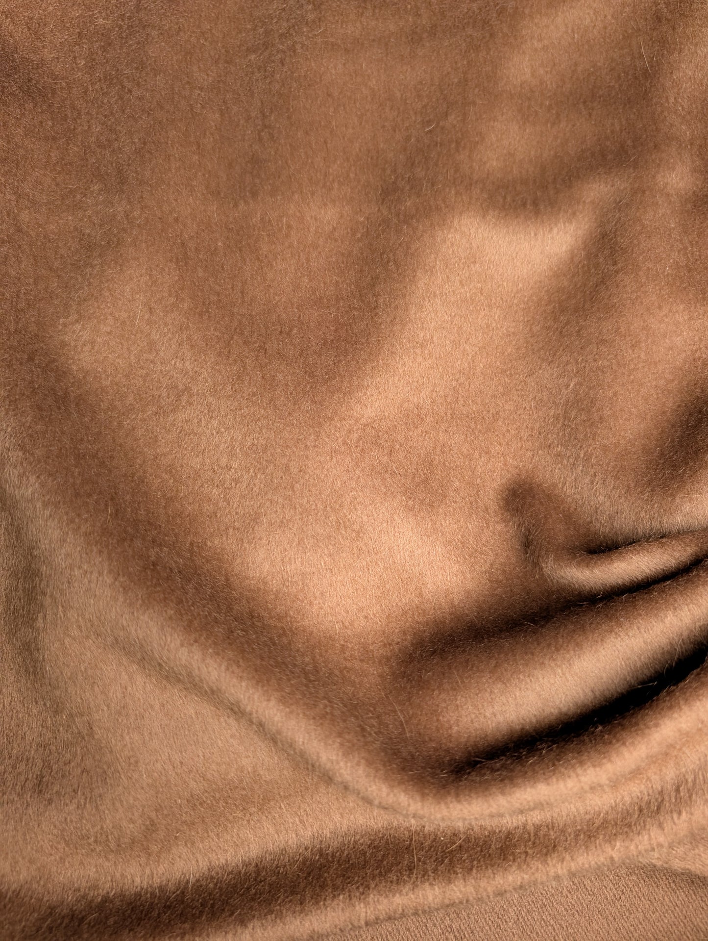 Einzelstück · Mantelstoff · Fuzzy · Wolle, Kaschmir, Polyester · Pantone Cinnamon Swirl · 310×150 cm