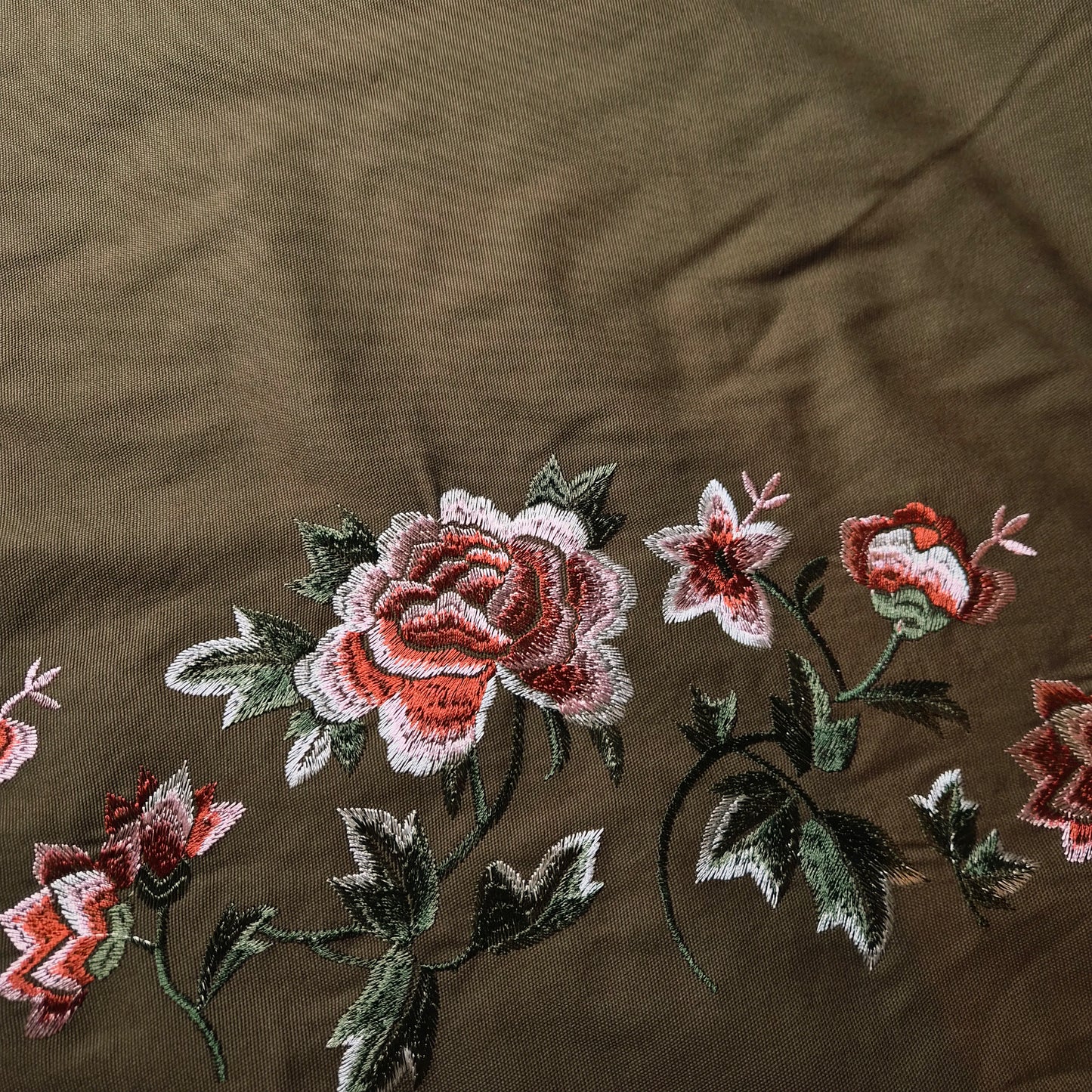 Canvas · bestickt · Baumwolle · Rosen · Pantone Sea Turtle · 150 cm · 250 g/m² · Meterware