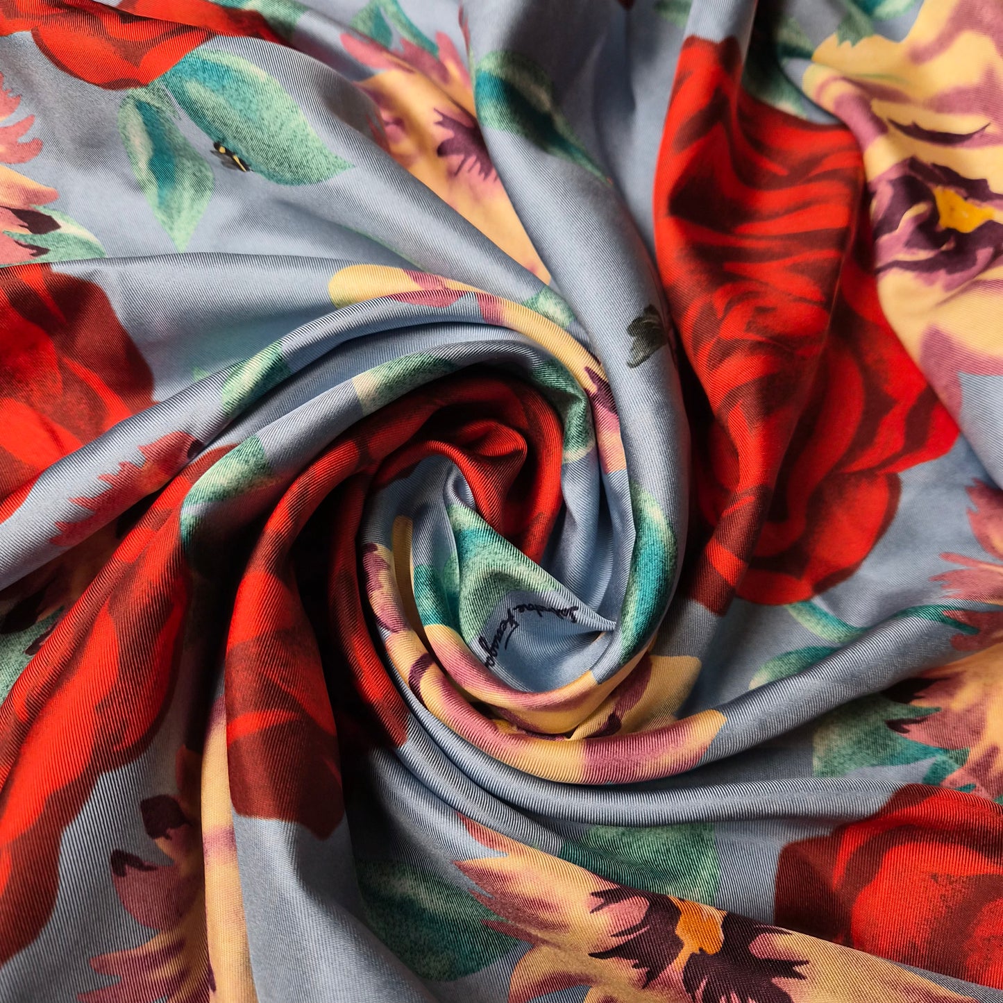 Einzelstück · Seidentwill · Seide · Floral · 115×145 cm