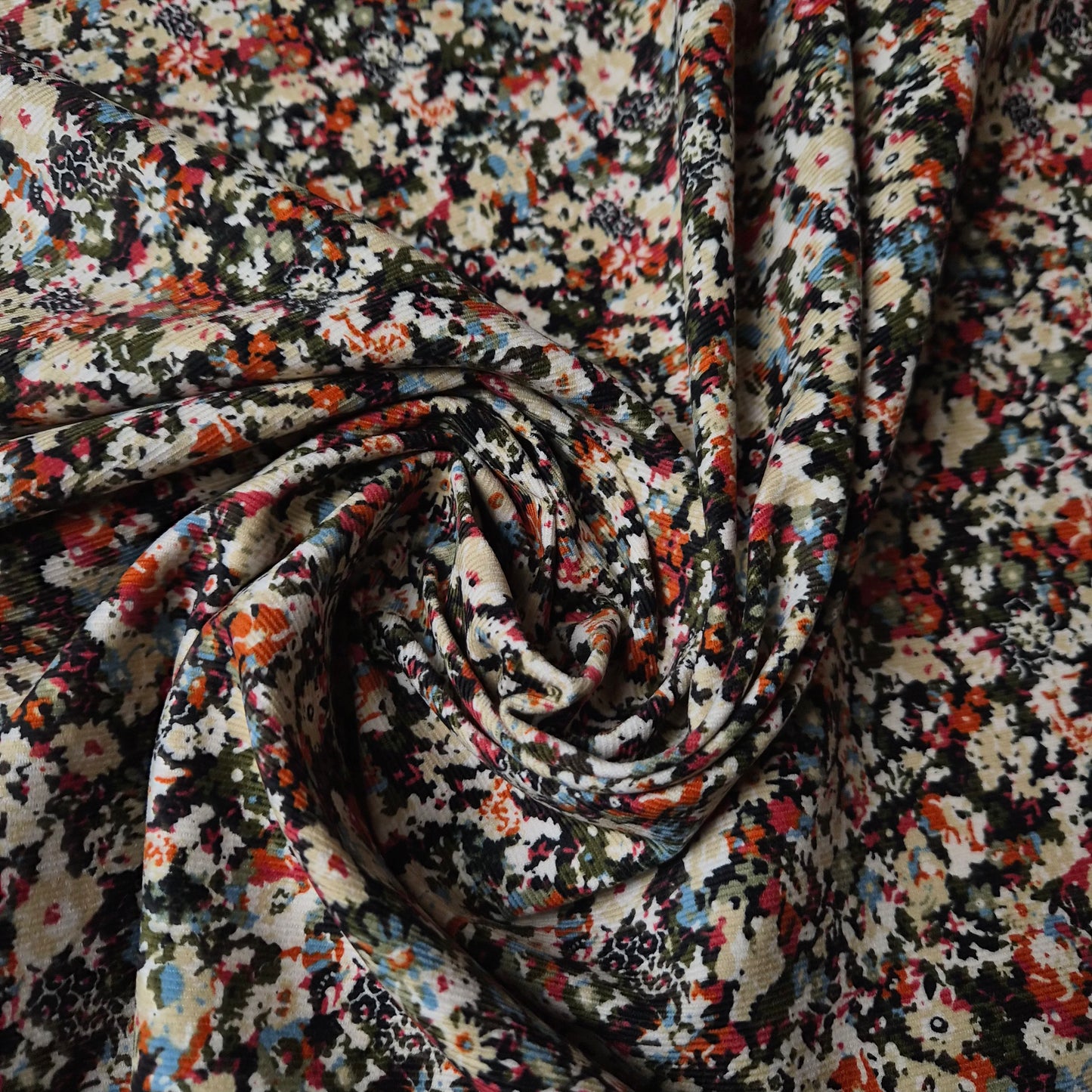 Meterware · Cord · Feincord · Baumwolle · Floral · Mehrfarbig · 110 cm
