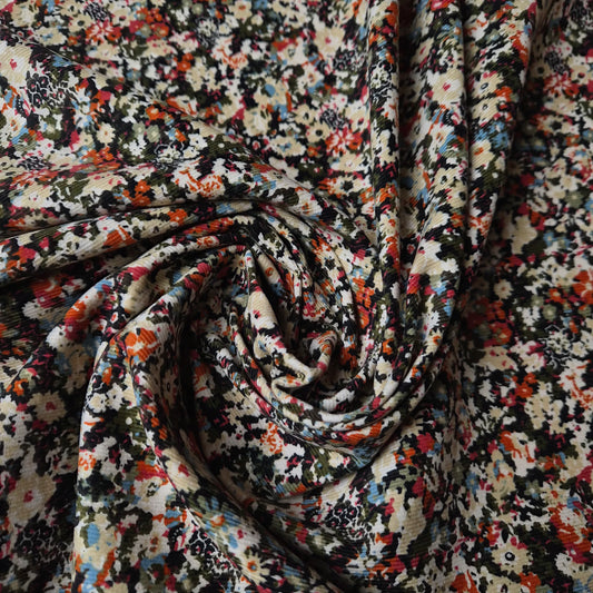 Meterware · Cord · Feincord · Baumwolle · Floral · Mehrfarbig · 110 cm
