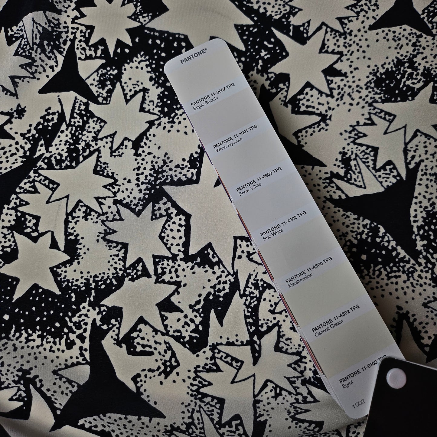Crêpe · Seide · Sterne · Farbe: Schwarz- und Weißtöne · 140 cm · 60 g/m² · Meterware