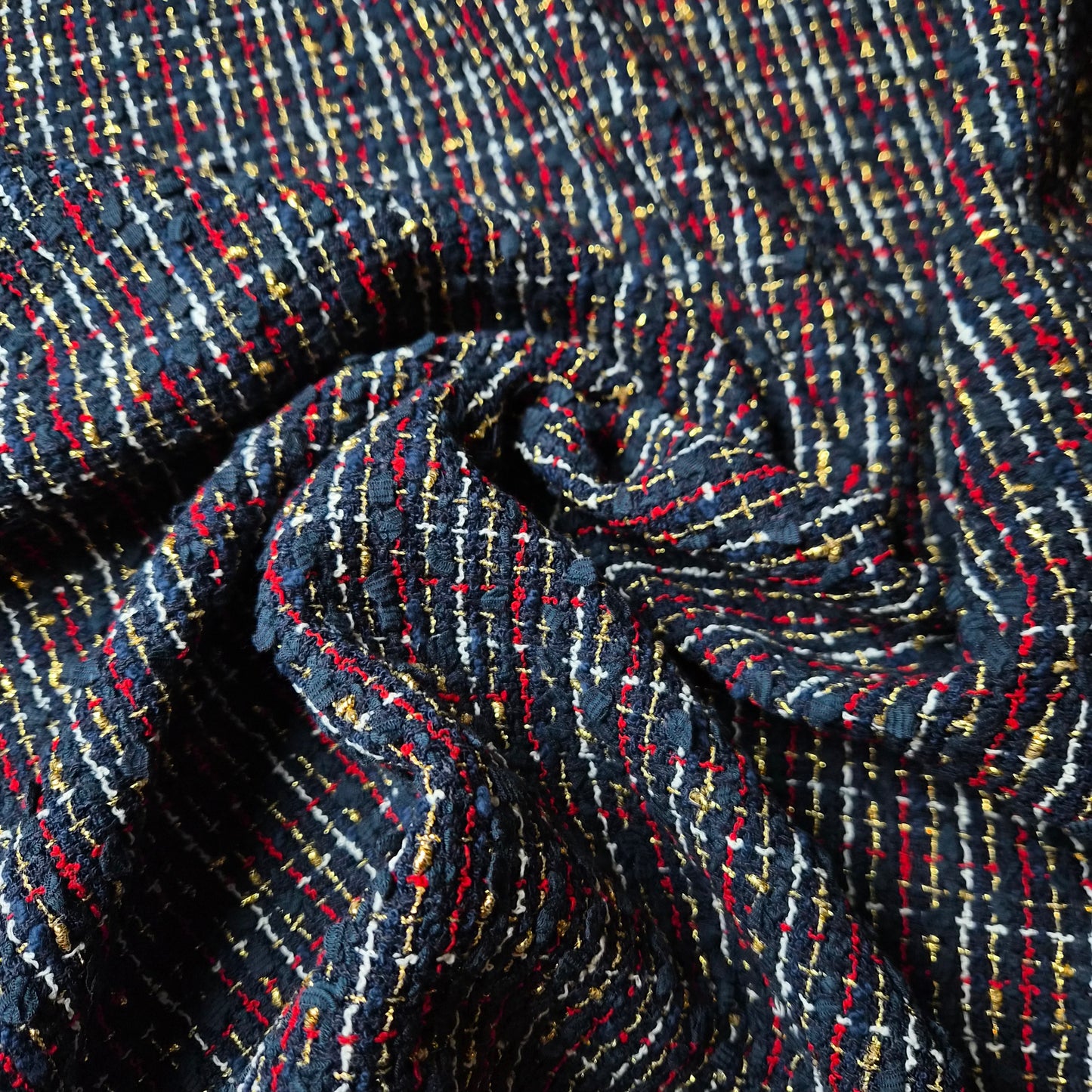 Tweed Valentino bereits mit Interfacing auf der Rückseite Inkling / 150 cm breit / M5X1X13 290g/m²