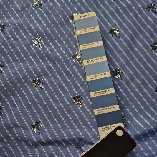 Baumwolle, Webware, Paillettenstoff, Frozen Fjord · 145 cm