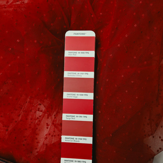 Einzelstück · Tüll · Plumetis · Polyester · Punkte · Rot · 115×140 cm