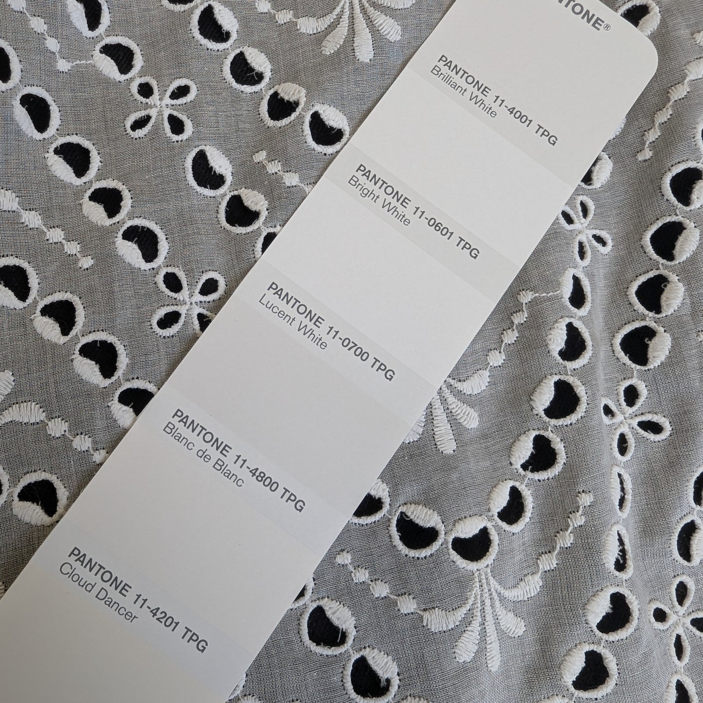 Spitze, Pantone Brilliant White · 114 cm 110g/m2