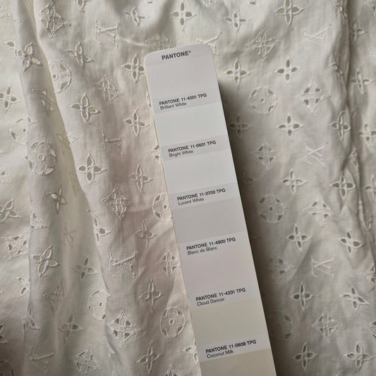 Spitze · Sangallo · Baumwolle · Logo · Pantone Brilliant White · 120 cm · Meterware