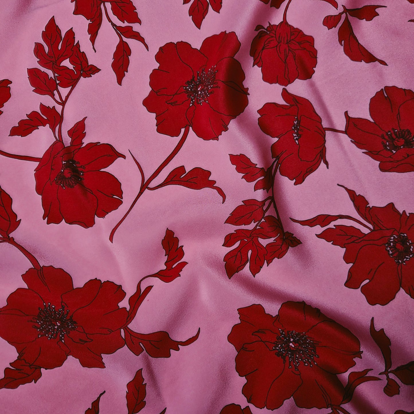Meterware · Seide · Blumen · Pantone Sachet Pink · 140 cm · 70 g/m²