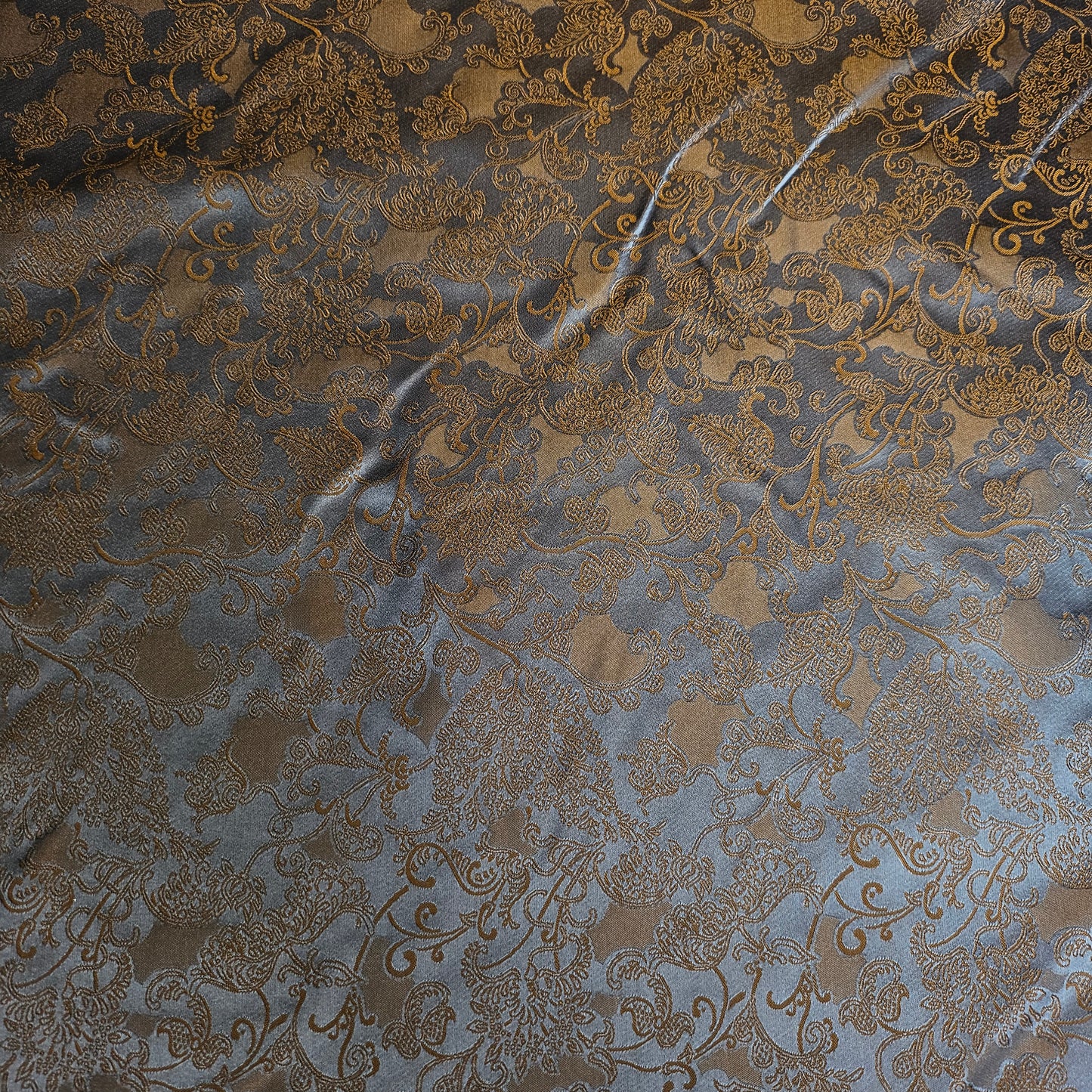 Jacquard · Seide · Floral · Hellblau und zimttöne · 140 cm · 110 g/m² · Meterware