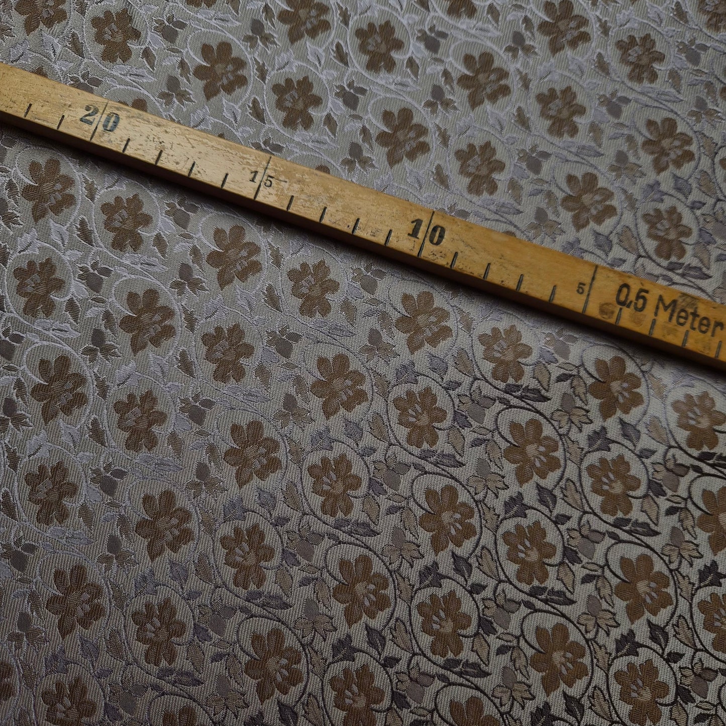 Jacquard · Polyester · Floral · Braun und blautöne · 145 cm · Meterware