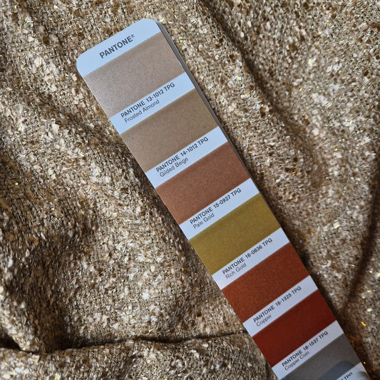 Baumwolle, Lurex, Viskose, Wolle, Tweed, Gilded Beige · 140 cm