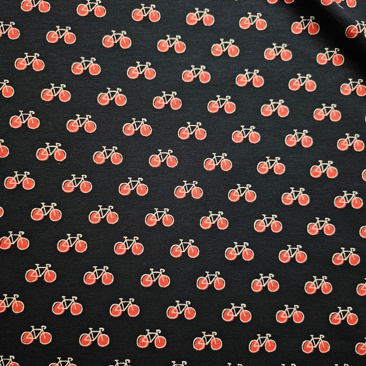 Jersey · Baumwolle · Fahrräder · Farbe: Dunkelblau- und Rottöne · 155 cm · Meterware