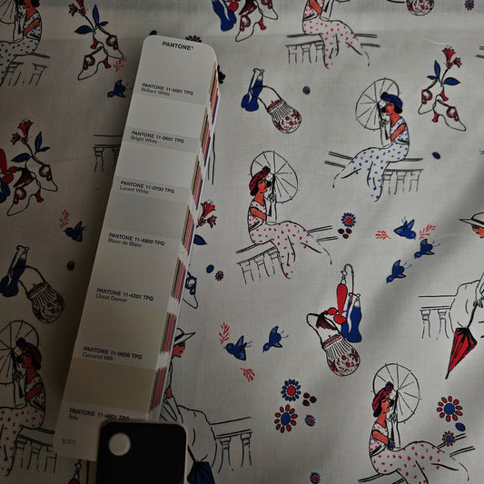 Poplin · Baumwolle · Figuren · Rot- Blau- Weißtöne · 150 cm · 100 g/m² · Meterware