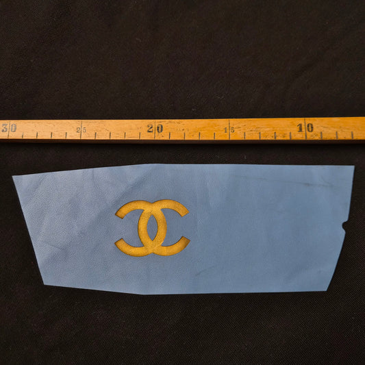Lederzuschnitt · Leder · Fehldruck, Original für Schuh · Logo · Gold · 5×3,5 cm