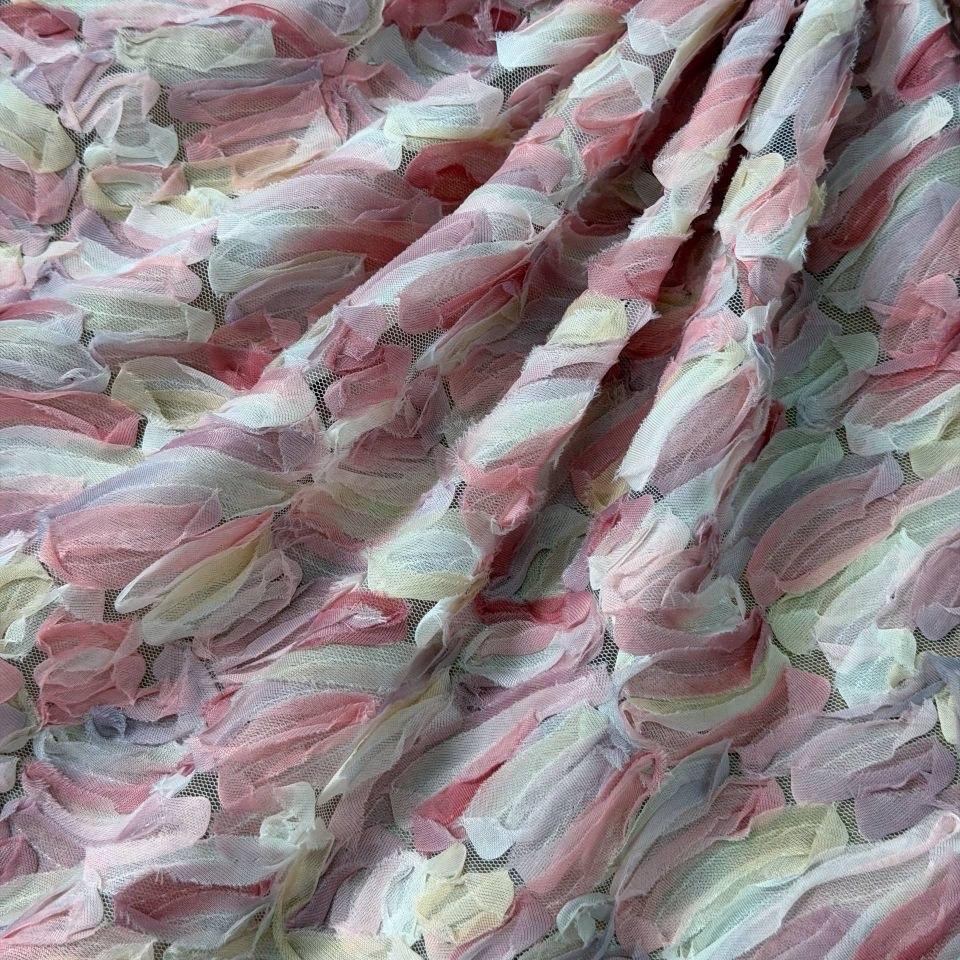 Meterware · Tüll · Tüllstickerei · Polyester · Pastelltöne · 130 cm