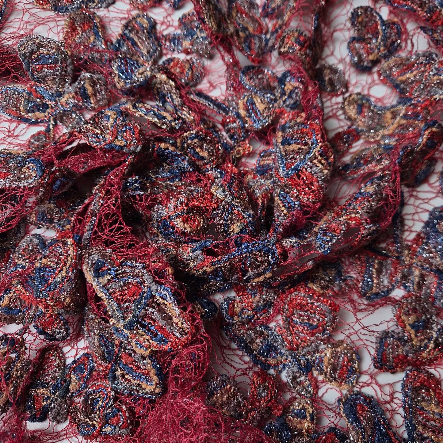 Meterware · Mesh · Macramee · Baumwolle, Polyester · Mehrfarbig · 100 cm