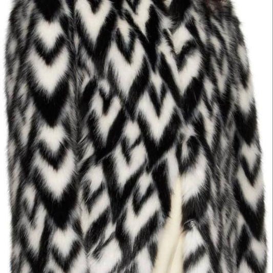 Fake Fur · Langhaar · Kunstfaser · Logo · Farbe: Schwarz- und Weißtöne · 160 cm 970g/m2 · Meterware
