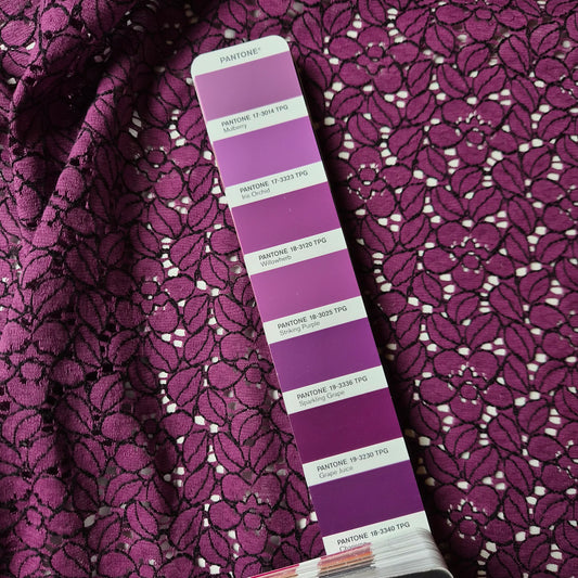 Baumwolle, Polyamid, Wolle, Spitze, Striking Purple · 140 cm