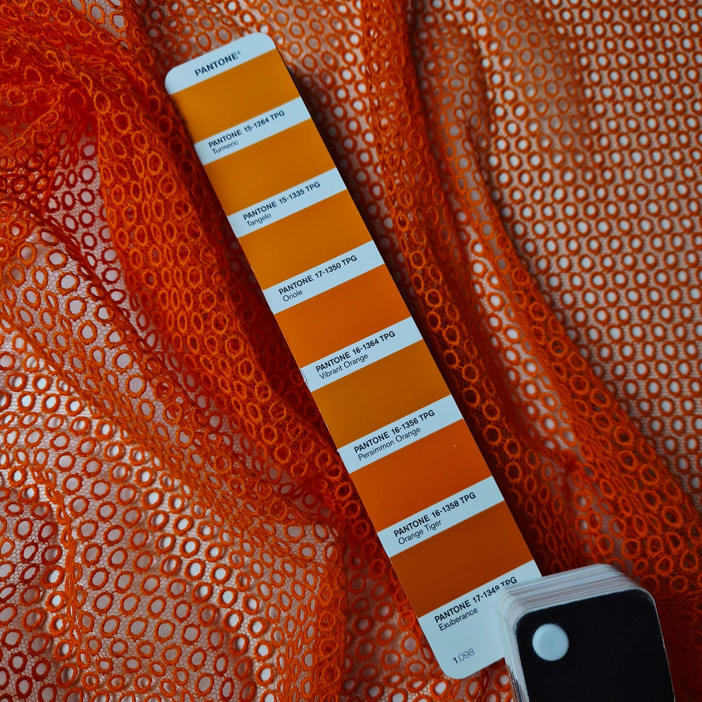 Spitze · Baumwolle · Geometrisch · Pantone Orange Tiger · 115 cm · Meterware