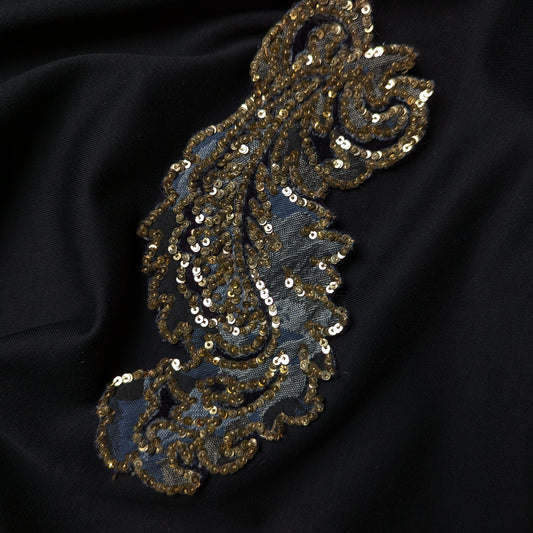 Dolce & Gabbana 16cm gray-black jacquard patch with ornate golden sequin embroidery.