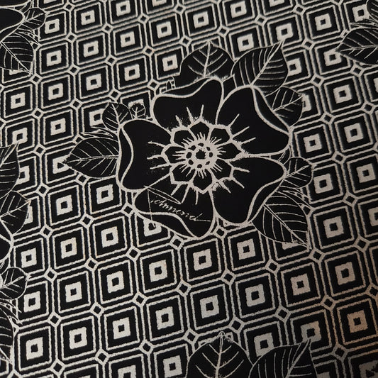 Einzelstück · Ziegenvelours · Leder · Vintage Druck · Weiß mit schwarzem Druck · DIN A3 quer
