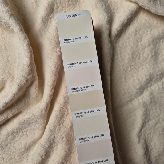 Einzelstück · French Terry · Baumwolle · Logo · Pantone Whisper White · 300×150 cm