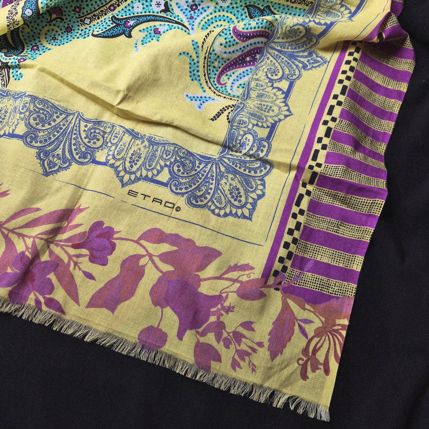 Schal · Seide, Viskose · Paisley · Mehrfarbig · 195×115 cm · Einzelstück