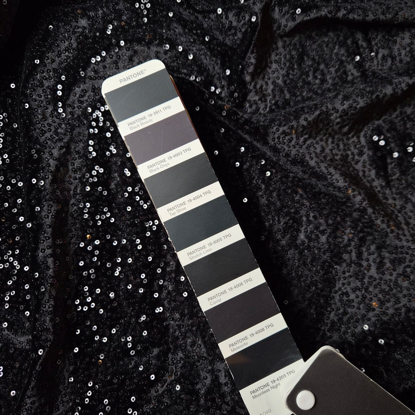 Polyester, Samt, Pantone Moonless Night, Pailetten · 175×150 cm
