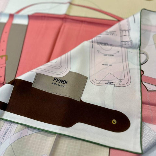 Schal 1. Wahl · Twill-Seide · Lederhandwerk · in Rosa, Braun-Töne, Pastell · 90×90 cm (Variante I)
