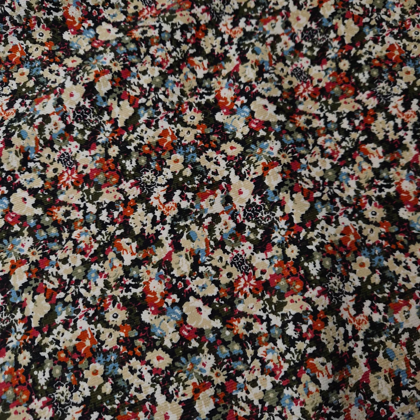 Meterware · Cord · Feincord · Baumwolle · Floral · Mehrfarbig · 110 cm
